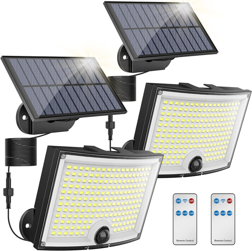 Set of 2 x 202 LED Solar Powered Sensor Light SAVE ENERGY – SOLAR-LED-W-2